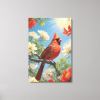 Oiseau rouge et soleil