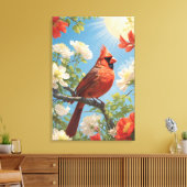 Toile Oiseau rouge et soleil (Insitu(Salon))