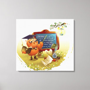 Toile Oiseau tenant un livre et enseignant à un tableau