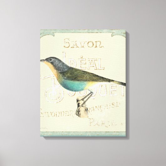 Toile Oiseau vintage face à la gauche (Recto)