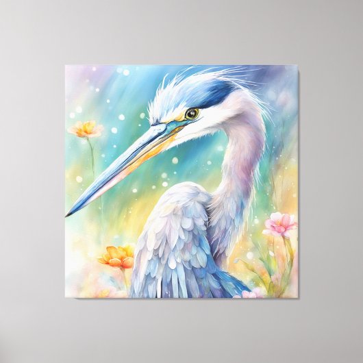 Toile Oiseaux arc-en-ciel Héron bleu 2 (Recto)