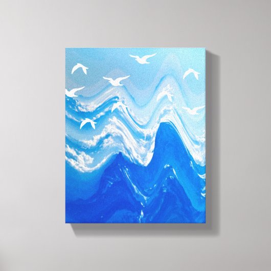 Toile Oiseaux au-dessus des vagues de la mer (Recto)
