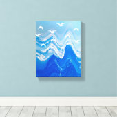 Toile Oiseaux au-dessus des vagues de la mer (Insitu (Plancher de Bois))