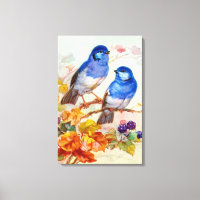 Oiseaux bleus art vintage