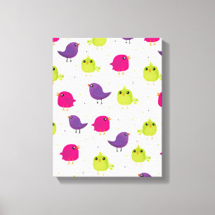 Toile Oiseaux colorés mignons