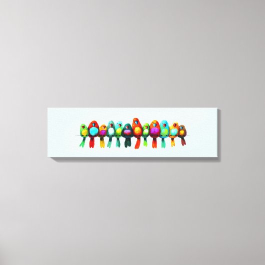 Toile Oiseaux colorés sur fil (Recto)