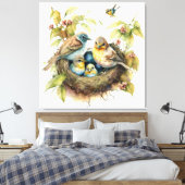 Toile Oiseaux dans la pépinière de nids - Aquarelle (Insitu(Chambre))