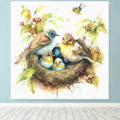Toile Oiseaux dans la pépinière de nids - Aquarelle (Insitu (Plancher de Bois))