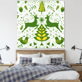 Toile Oiseaux de cerfs en fleurs de Noël or (Insitu(Chambre))