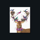 Toile Oiseaux de cerfs, nids d'oiseaux tropicaux<br><div class="desc">Oiseaux de cerfs, nids d'oiseaux tropicaux par Fab Funky. Comprend un cerf avec ses amis plumes qui nichent dans ses bois. | 192149D</div>