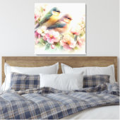 Toile Oiseaux de l'amour doux pastel de printemps Fleurs (Insitu(Chambre))