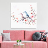 Toile Oiseaux de l'amour romantique Branche de fleurs de (Insitu(Salon))