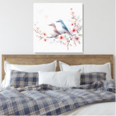 Toile Oiseaux de l'amour romantique Branche de fleurs de (Insitu(Chambre))