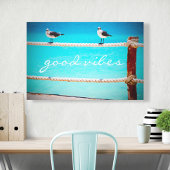 Toile Oiseaux de mer Océan Photo Good Vibes Typographie
