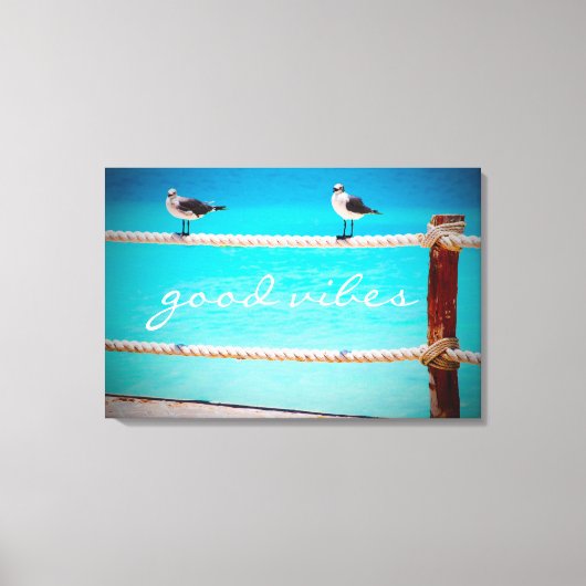 Toile Oiseaux de mer Océan Photo Good Vibes Typographie (Recto)