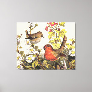 Toile Oiseaux de printemps Robin Oiseaux rouges