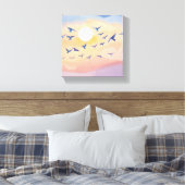 Toile Oiseaux en vol | Aquarelle de la nature du coucher (Insitu(Chambre))
