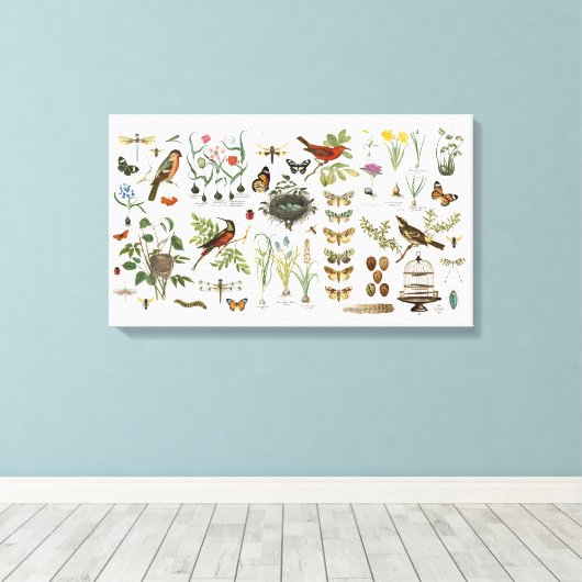 Toile oiseaux et fleurs vintages (Insitu (Plancher de Bois))