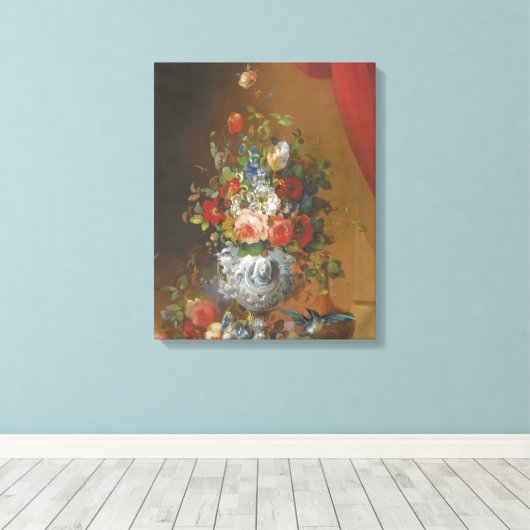 Toile Oiseaux et fruits sur une corniche en contrebas (Insitu (Plancher de Bois))