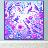 Toile oiseaux fleurs (Insitu (Plancher de Bois))