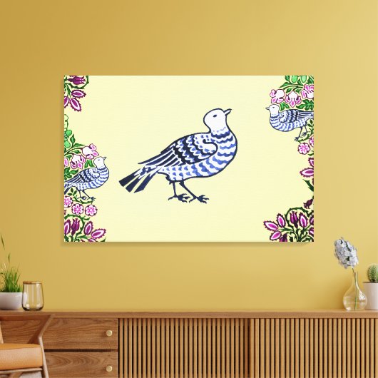 Toile Oiseaux folkloriques Fleurs Acorns (Insitu(Salon))
