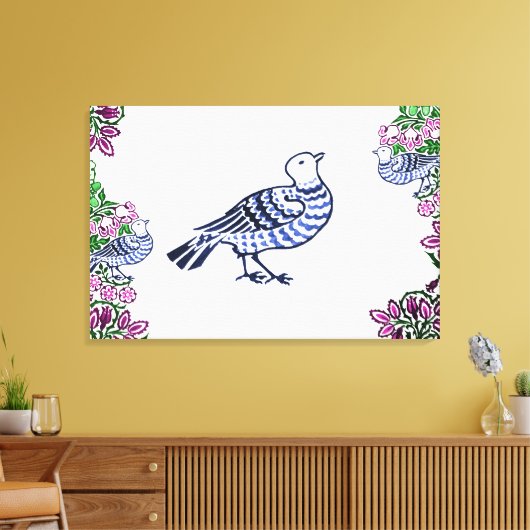 Toile Oiseaux folkloriques Fleurs Acorns (Insitu(Salon))