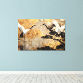 Toile Oiseaux japonais de grues (Insitu (Plancher de Bois))