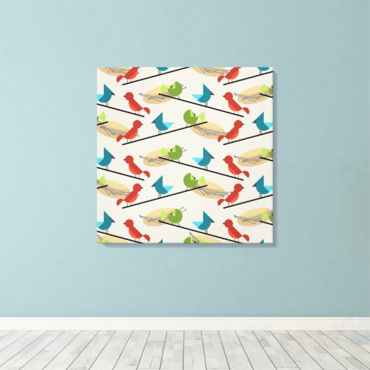 Toile Oiseaux modernes du milieu du siècle (Insitu (Plancher de Bois))