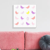 Toile Oiseaux pastel rose et violet avec Birdhouse (Insitu(Salon))