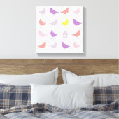 Toile Oiseaux pastel rose et violet avec Birdhouse (Insitu(Chambre))