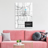 Toile Oklahoma City Map + Marquer Votre Emplacement (Insitu(Salon))