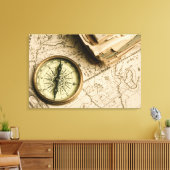 Toile Old compass over Ancient Map (Insitu(Salon))