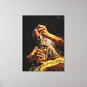 Toile Old Man Hourglass Time Slipping Away Impasto (Recto)