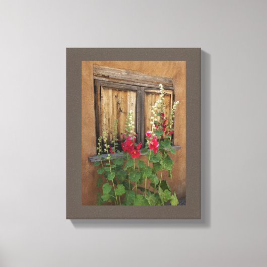 Toile Old Santa Fe Window and Holly Hocks  (Recto)