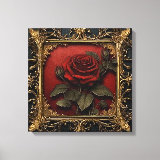 Toile Old Victorian Black with Red Rose (Recto)