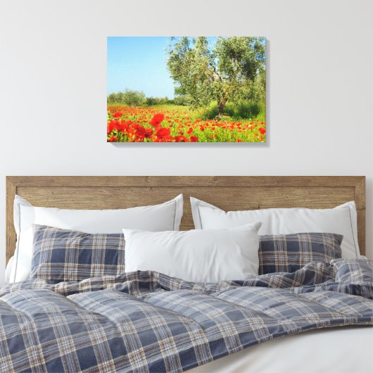 Toile Olive tree in poppy field canvas (Insitu(Chambre))