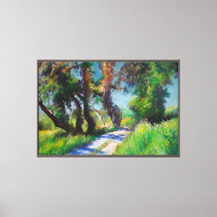 Toile Oliviers au bord de la mer – Pastel méditerranéen
