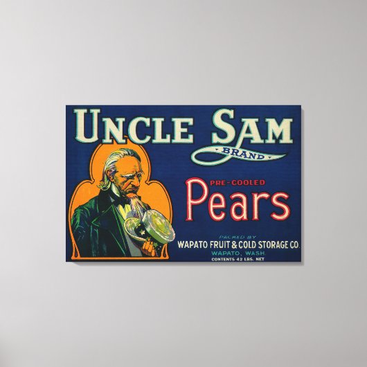 Toile Oncle Sam Pear Crate LabelWapato, WA (Recto)