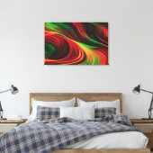 Toile Ondes Abstraites Dans Une Courbe De Rouge Et Vert (Insitu(Chambre))