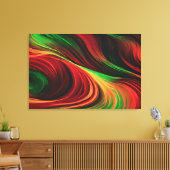 Toile Ondes Abstraites Dans Une Courbe De Rouge Et Vert (Insitu(Salon))