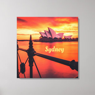 Toile Opéra de Sydney Australie Orange Sky