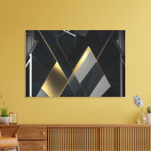 Toile Or abstrait moderne et noir (Insitu(Salon))