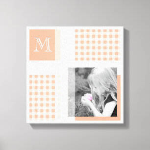 Toile Orange Ajouter Votre Photo En vichy Monogramme Mod