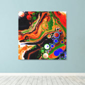 Toile Orange, Bleu, Black Digital Fluid Art (Insitu (Plancher de Bois))