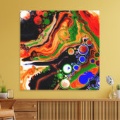 Toile Orange, Bleu, Black Digital Fluid Art (Insitu(Salon))