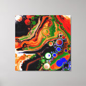 Toile Orange, Bleu, Black Digital Fluid Art (Recto)