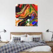 Toile Orange, Bleu, Black Digital Fluid Art (Insitu(Chambre))