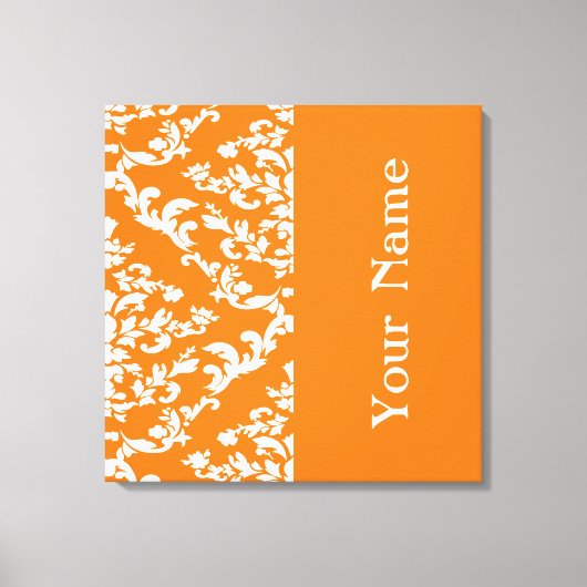 Toile Orange Bold Damask avec nom @ Emporiomoffa (Recto)