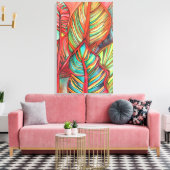 Toile Orange Canna feuille aquarelle art original (Insitu(Salon))