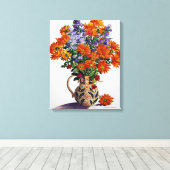 Toile Orange Chrysanthèmes (Insitu (Plancher de Bois))